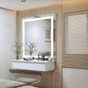 Ver imagem 5 de Espelho Led 60x60 Luz 3 Cores Fria Neutra Quente Iluminação Jateado 0,60 X 0,60 Quadrado Touch