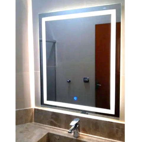 Espelho Led 60x60 Luz 3 Cores Fria Neutra Quente Iluminação Jateado 0,60 X 0,60 Quadrado Touch