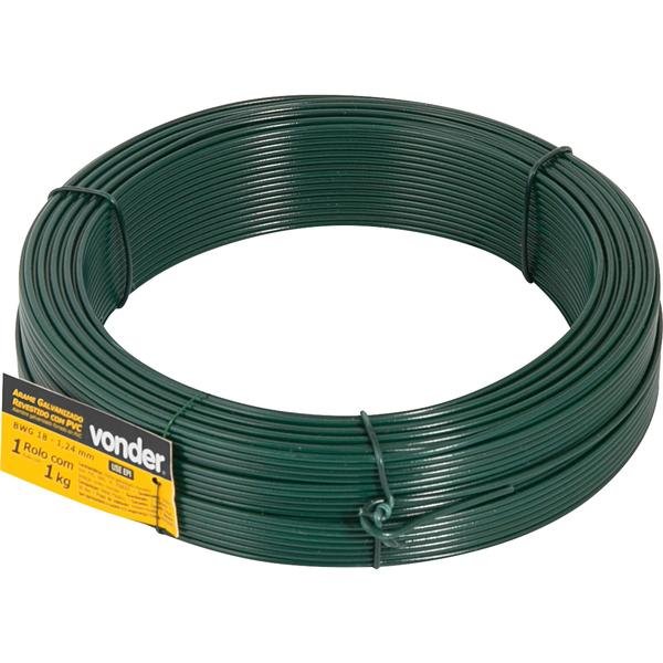 Arame Revestido PVC com 01kg Verde BWG18 - Vonder