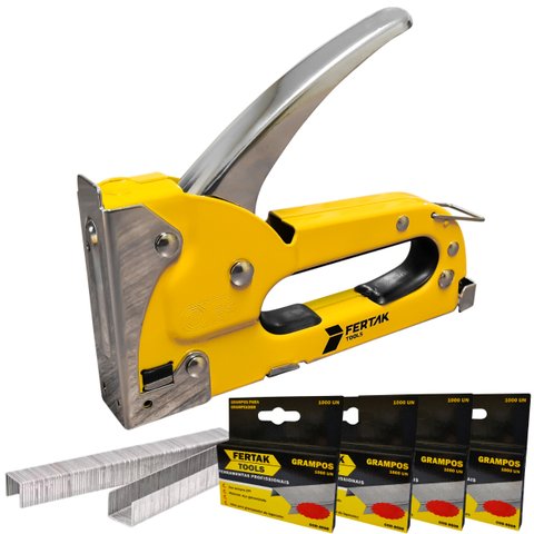 Grampeador Manual Tapeceiro Madeira Pressão Grampos 4 - 8mm + 4100 Grampos | Fertak