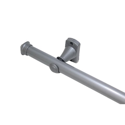 Kit Varão para Cortina 2,0mts Cinza 28mm Compacto Sala / Quarto