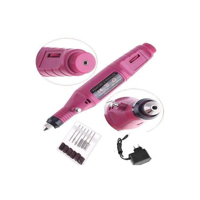 Lixa Eletrica de Unha Manicure e Pedicure 9V Rosa Profissional