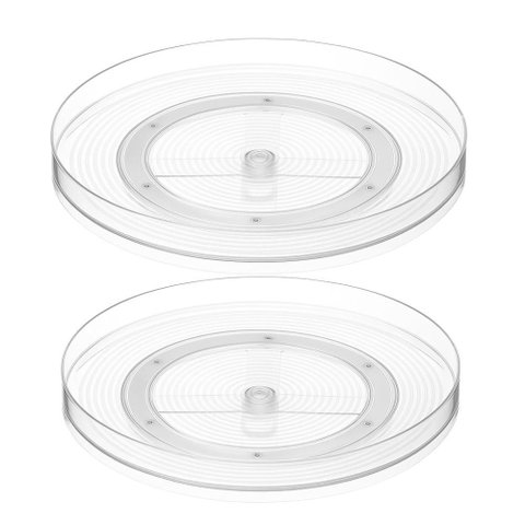 Kit 2 Organizadores Giratórios 29x3cm Dry Coza Plástico Geladeira Armário Bancada Incolor
