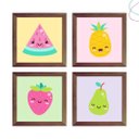 Ver imagem 3 de Kit 4 Quadros Decorativos Infantil Frutinhas Fruta: Branca