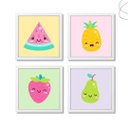 Ver imagem 1 de Kit 4 Quadros Decorativos Infantil Frutinhas Fruta: Branca