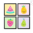 Ver imagem 2 de Kit 4 Quadros Decorativos Infantil Frutinhas Fruta: Branca