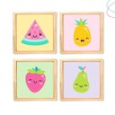 Ver imagem 4 de Kit 4 Quadros Decorativos Infantil Frutinhas Fruta: Branca