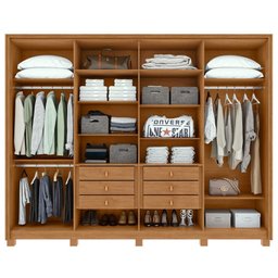 Guarda-roupa Casal 100% Mdf 8 Portas Easy Glow com Pés Amendoa Clean/off White - 11