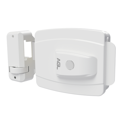 Fechadura mini AGL 42mm interna simples 12v botão branco AGL