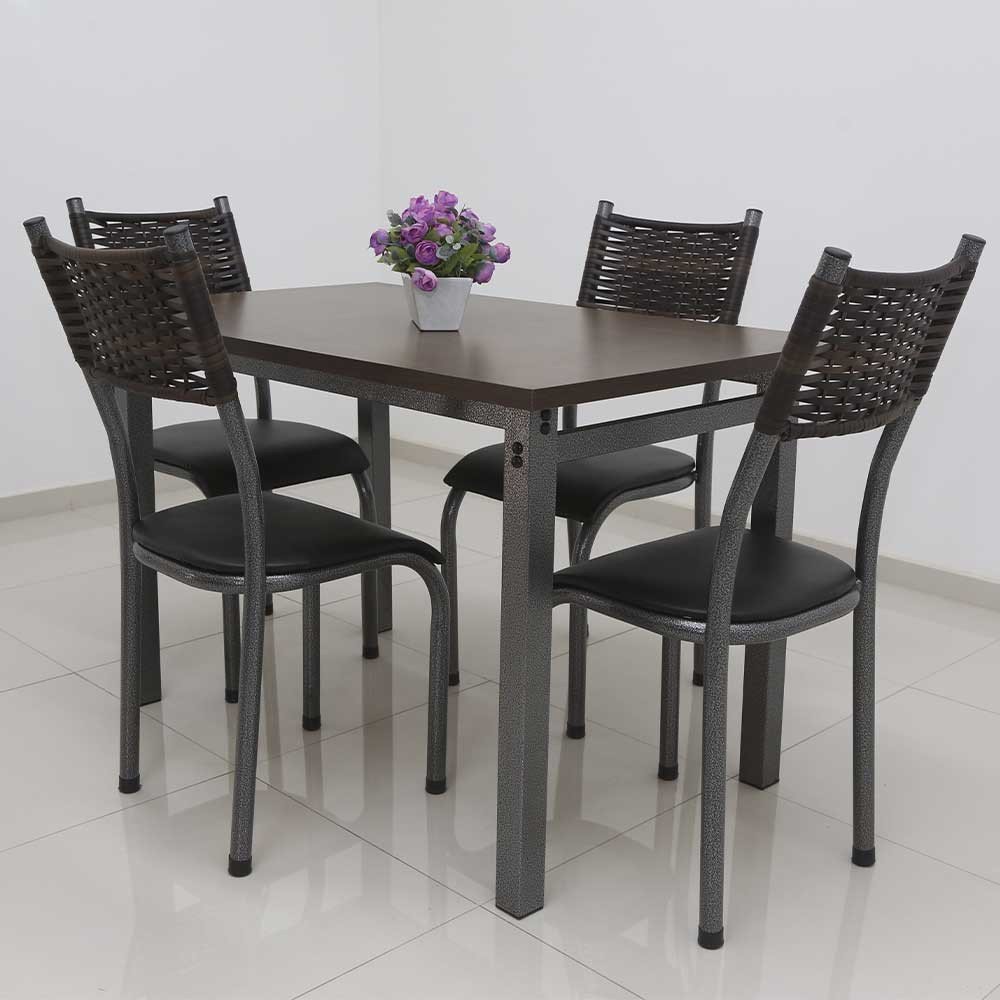 Conjunto Mesa Lisboa 120 Cm com 4 Cadeiras Milão Quality Aço - 1