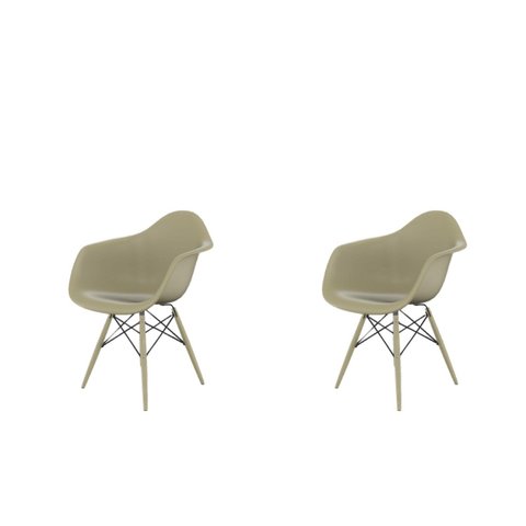 Conjunto com 2 Cadeiras para Sala de Jantar Arm Dsw Inj Bege/Fendi