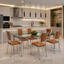 Ver imagem 6 de 6 Cadeiras Veneza Cromada Estofada Moderna Cozinha Gourmet:Caramelo 431