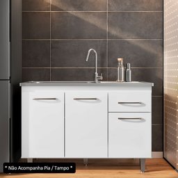 Balcão Gabinete para Pia sem Tampo 118cm França Ll Branco - Saga Decor - 2