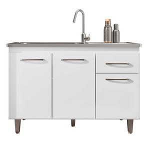 Balcão Gabinete para Pia sem Tampo 118cm França Ll Branco - Saga Decor