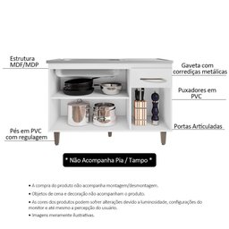 Balcão Gabinete para Pia sem Tampo 118cm França Ll Branco - Saga Decor - 3