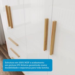 Guarda Roupa Infantil 4 Portas 3 Gavetas 100% Mdf Kakau Retrô - 8