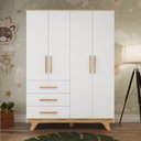 Ver imagem 7 de Guarda Roupa Infantil 4 Portas 3 Gavetas 100% Mdf Kakau Retrô