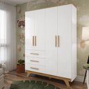 Ver imagem 1 de Guarda Roupa Infantil 4 Portas 3 Gavetas 100% MDF Kakau Retrô Yescasa