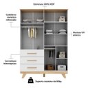 Ver imagem 6 de Guarda Roupa Infantil 4 Portas 3 Gavetas 100% MDF Kakau Retrô Yescasa