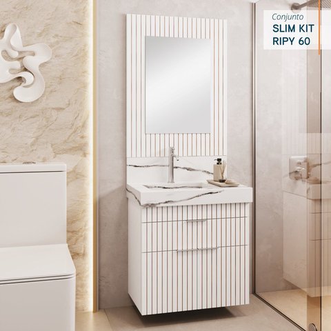 Conjunto Completo para Banheiro Slim Kit Ripy 60cm Yescasa Branco
