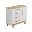 Ver imagem 2 de Cômoda Infantil 1 Porta 4 Gavetas 119cm 100% MDF Kakau Retrô Yescasa Branco/Brilho/Amêndoa