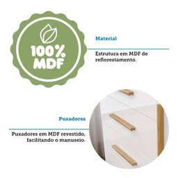 Cômoda Infantil 1 Porta 4 Gavetas 100% Mdf Kakau Retrô - 11