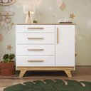 Ver imagem 6 de Cômoda Infantil 1 Porta 4 Gavetas 119cm 100% MDF Kakau Retrô Yescasa Branco/Brilho/Amêndoa