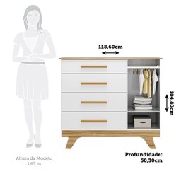 Cômoda Infantil 1 Porta 4 Gavetas 100% Mdf Kakau Retrô - 4