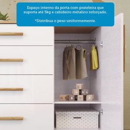 Cômoda Infantil 1 Porta 4 Gavetas 100% Mdf Kakau Retrô - 8