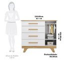 Ver imagem 3 de Cômoda Infantil 1 Porta 4 Gavetas 119cm 100% MDF Kakau Retrô Yescasa Branco/Brilho/Amêndoa
