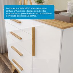 Cômoda Infantil 1 Porta 4 Gavetas 100% Mdf Kakau Retrô - 7