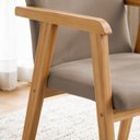 Ver imagem 4 de Kit 2 Cadeiras com Braço para Sala de Jantar Pés Madeira Maciça Flora Bege/Cinamomo/Veludo