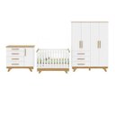 Ver imagem 3 de Quarto de Bebê Completo com Guarda Roupa Cômoda e Berço 2 em 1 100% MDF Jolie Retrô Yescasa