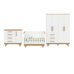 Quarto de Bebê Completo com Guarda Roupa Cômoda e Berço 100% Mdf Jolie Retrô Espresso Móveis - 3