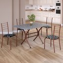 Ver imagem 1 de Conjunto Sala de Jantar Mesa Retangular 100x60cm Tampo Granito Ocre 4 Cadeiras Rio