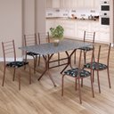 Ver imagem 1 de Conjunto Sala de Jantar Mesa Retangular 140x75cm Tampo Granito Ocre 6 Cadeiras Rio