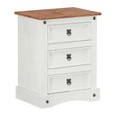 Ver imagem 2 de Mesa de Cabeceira Madeira Maciça 03 Gavetas Branco