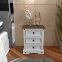 Ver imagem 1 de Mesa de Cabeceira Madeira Maciça 03 Gavetas Branco