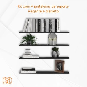 4 Prateleiras Invisíveis Pretas 90x30x1,5: Estilo e Funcionalidade para Cada Ambiente