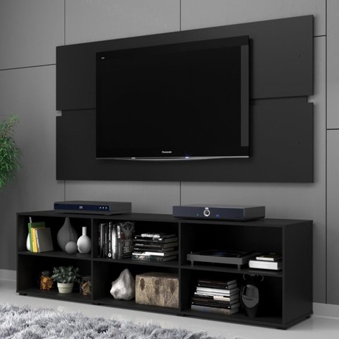 Rack com Painel para TV até 55 Polegadas 180cmx141,8cm Imperador Preto