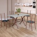 Ver imagem 1 de Conjunto Sala de Jantar Mesa Retangular 100x60cm Tampo Granito Topázio 4 Cadeiras Rio