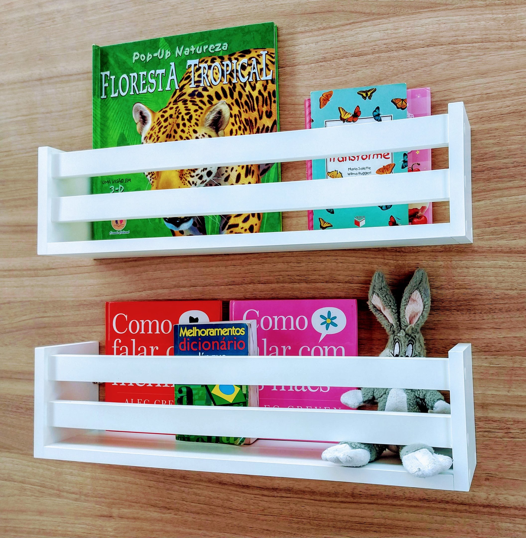 Kit 2 Prateleira De Livros Infantis Organizador Pelúcia 40cm - 2