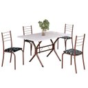 Ver imagem 2 de Conjunto Sala de Jantar Mesa Retangular 100x60cm Tampo Madeira MDP 4 Cadeiras Rio Marrom/Preto Floral