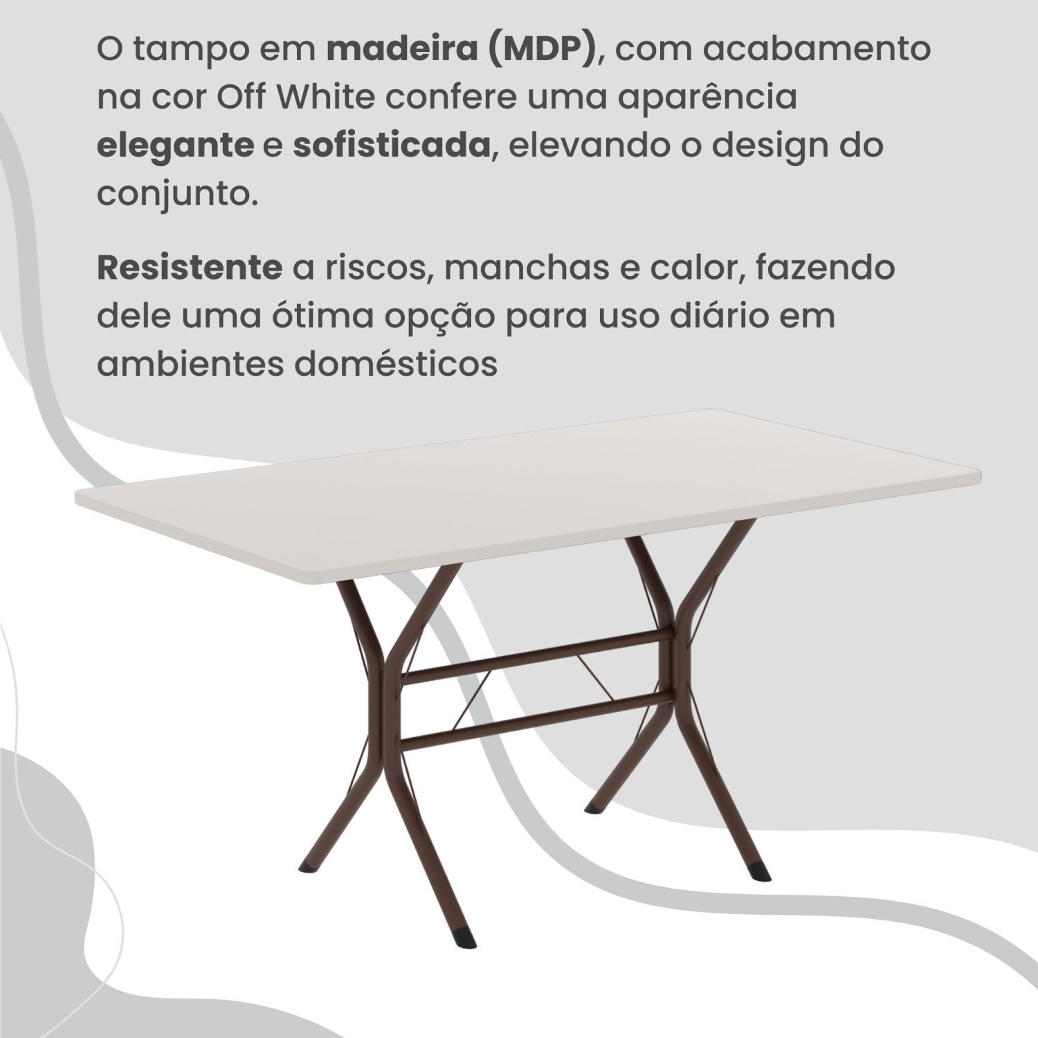 Conjunto Sala de Jantar Mesa Retangular 100x60cm Tampo Madeira Mdp 4 Cadeiras Rio - 8