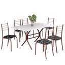 Ver imagem 2 de Conjunto Sala de Jantar Mesa Retangular 140x75cm Tampo Madeira MDP 6 Cadeiras Rio Marrom/Preto Floral