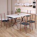 Ver imagem 1 de Conjunto Sala de Jantar Mesa Retangular 140x75cm Tampo Madeira Mdp 6 Cadeiras Rio