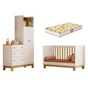 Ver imagem 4 de Quarto de Bebê com Berço Slim e Guarda Roupa com Cômoda Flora Branco Freijó Qmovi + Colchão Gazin