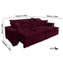 Ver imagem 2 de Sofá Londres 2.70m Retrátil e Reclinável Pillow Top - Vinho