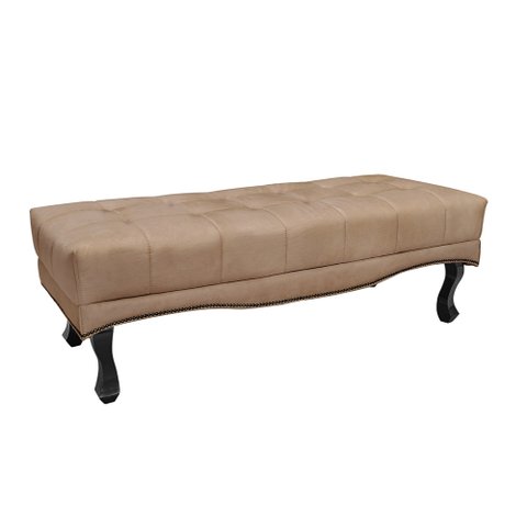 Puff Recamier Retrô Luis Xv Captonê para Quarto Vicenza 195cm Suede Bege S04 - D'Rossi
