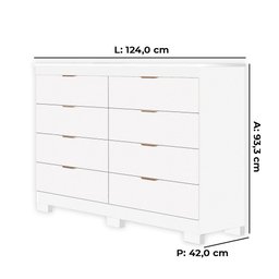 Cômoda Tuboarte Isadora 100% MDF com 8 gavetas e Kit de Pés - 2